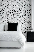 Minimalist Botanical Wallpaper in Black and White