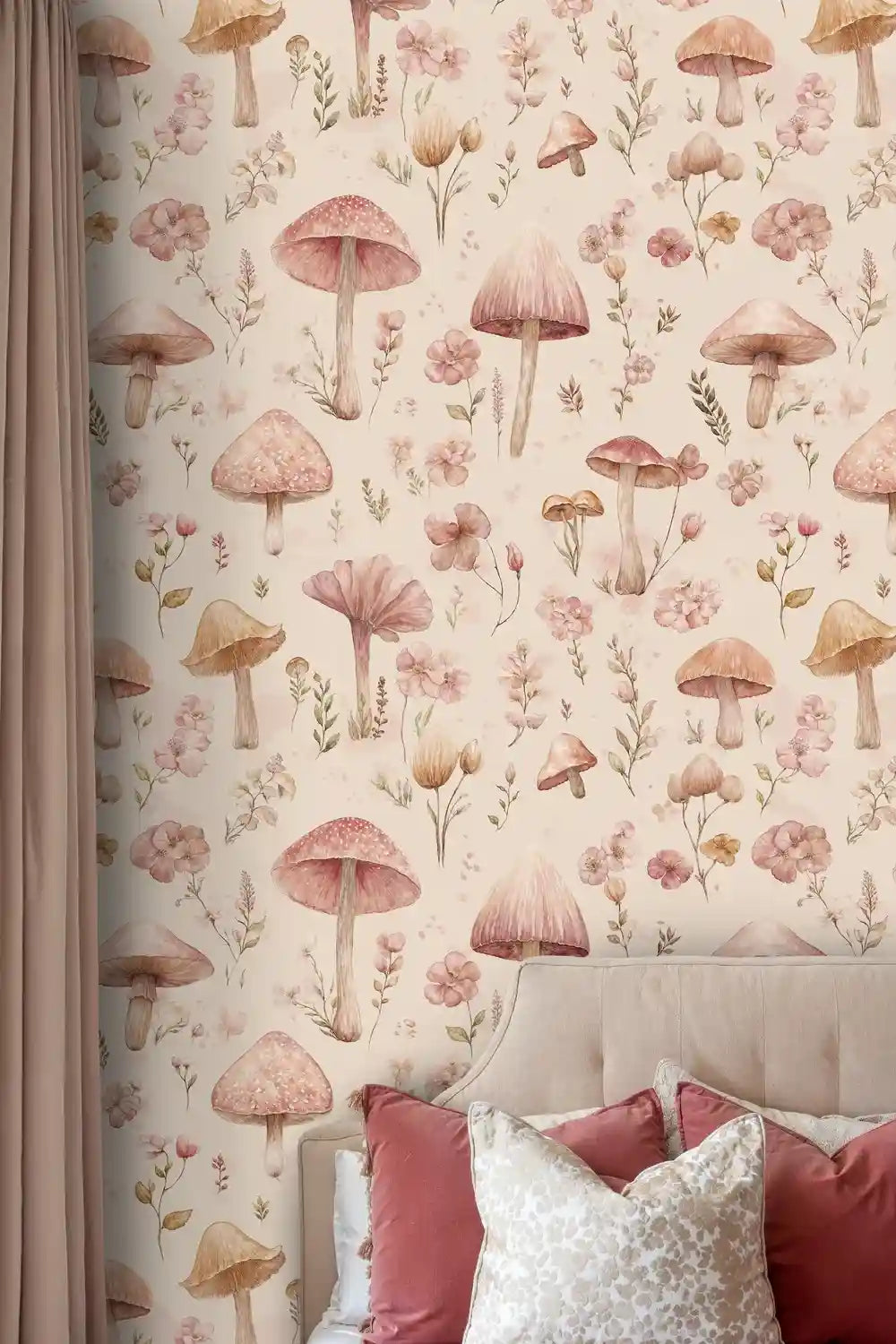 Watercolor Woodland Mushrooms Wallpaper