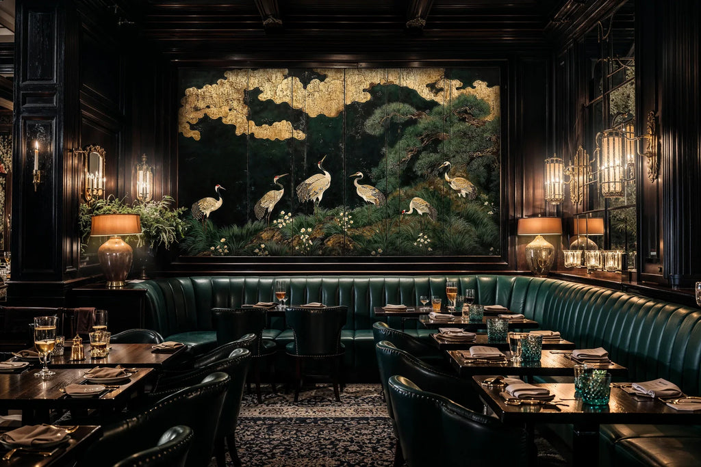 Japanese Cranes under Gilded Clouds Wall Mural