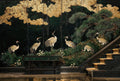Japanese Cranes under Gilded Clouds Wall Mural