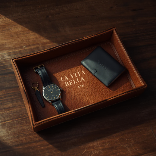 La Vita Bella™ Premium Leather Catchall Tray – Italian Craftsmanship Edition