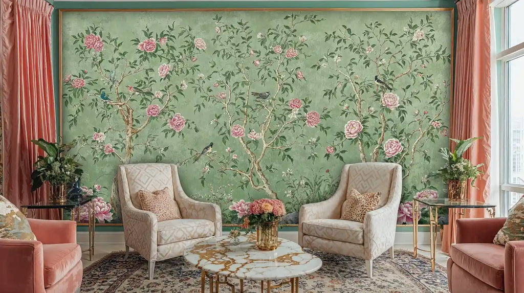 Chinoiserie Peony Garden Wall Mural